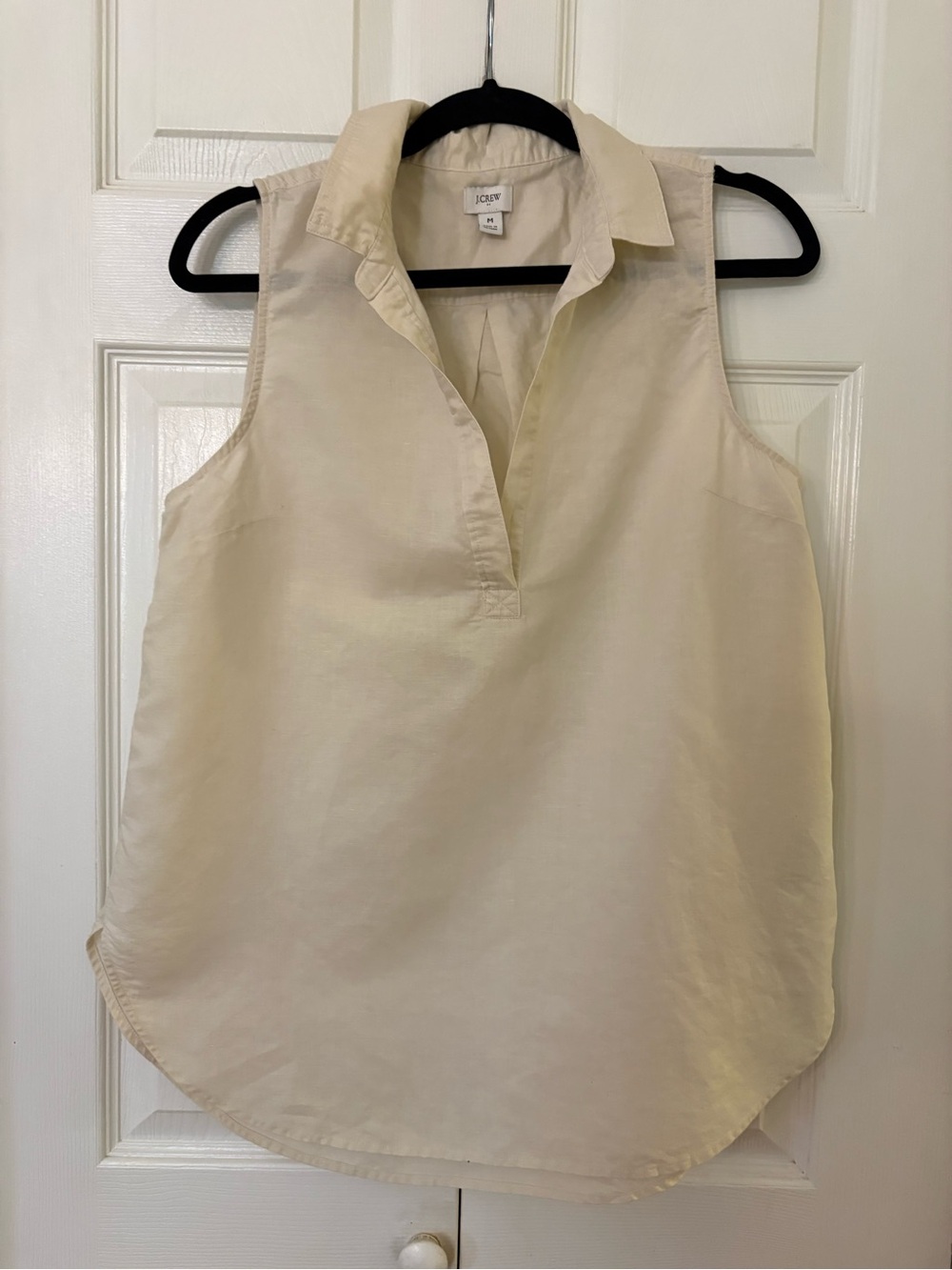 J. Crew Sleeveless Linen Blend Tunic Top Cream Medium